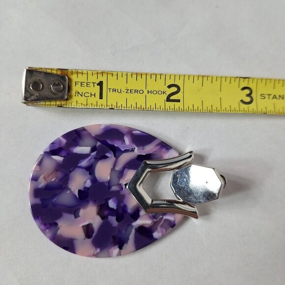 Pink Purple Acrylic Tortoise Shell Art Deco Dangle Statement Fashion Earrings - Picture 3 of 3